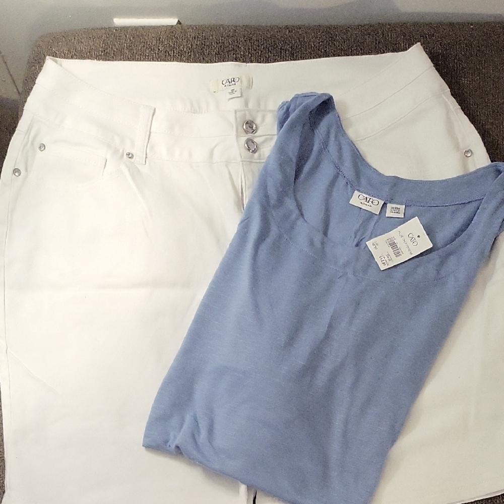 Cato White Shorts and Blue Top Set